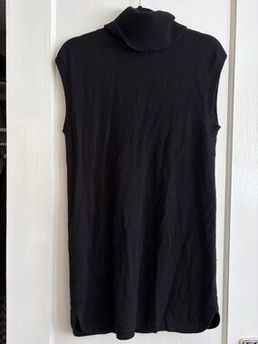 Magaschoni Black Ribbed Sleeveless Cashmere Mini Dress
